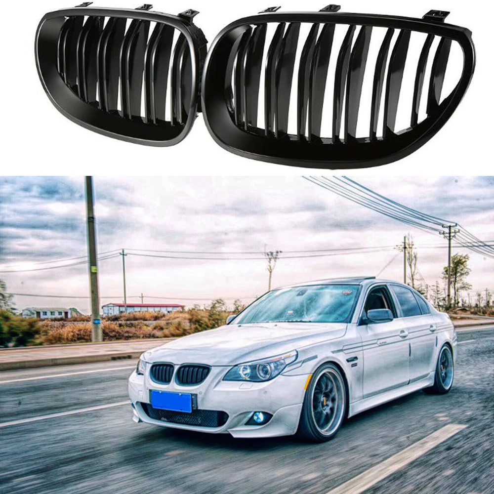 Передняя глянцевая черная спортивная грелка для BMW E60 E61 2003 2004 2005 2006 2007 2008 2009 M5 525i 528i