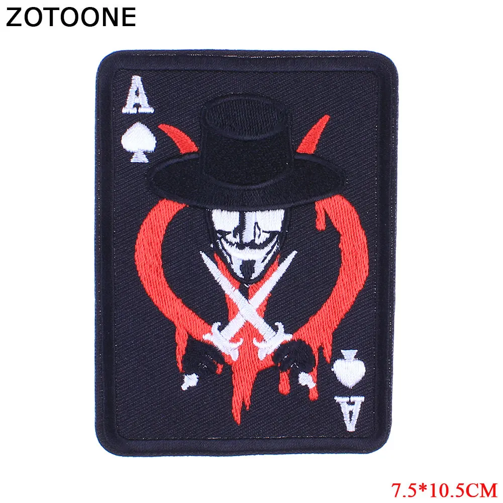 ZOTOONE вышитые нашивки покер приложения для одежды украшение для рюкзака аппликация железная на череп нашивка в стиле панк тканевые наклейки