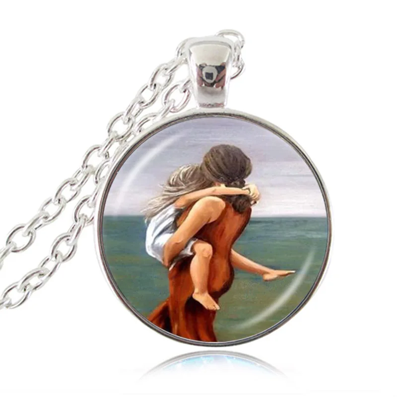 Мать и сын дочь ожерелье с фото семейный подарок навсегда любовь ювелирные