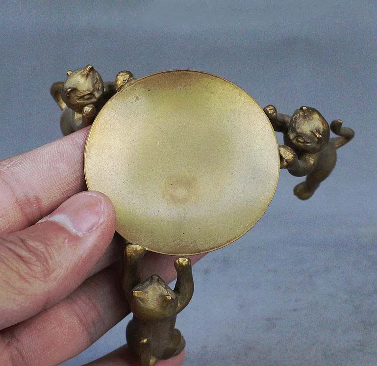 Китайский тибетский Латунный Подсвечник с масляной лампой для животных 3 статуя