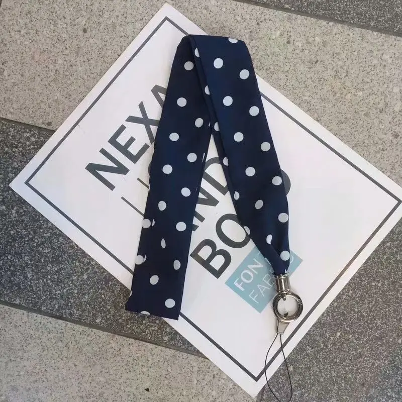 Navy Blue Шарф, шейный ремень, ремешок для телефона, для ключей, ремень для сотового телефона, цепочка для ключей, ID, пропуск, карта, ручные ремни, точки, принты, Keychina - Цвет: Navy Blue
