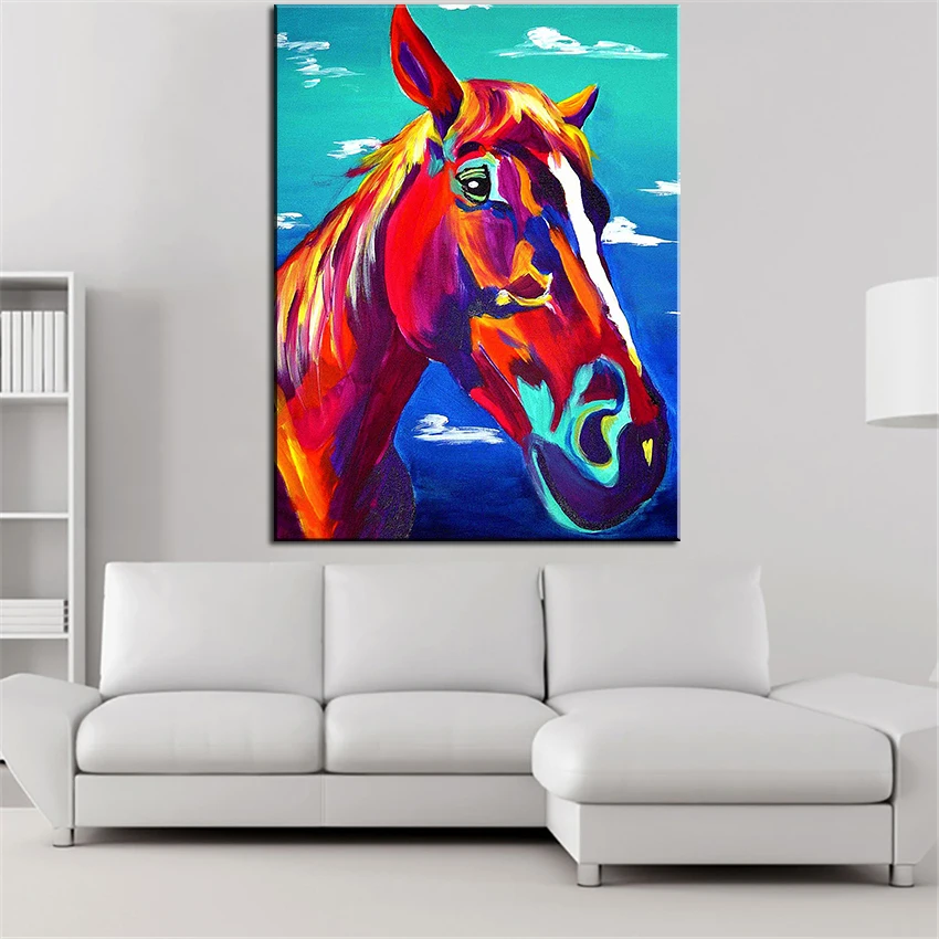 Большой размер картина маслом настенная живопись лошадь Кэннон домашнее