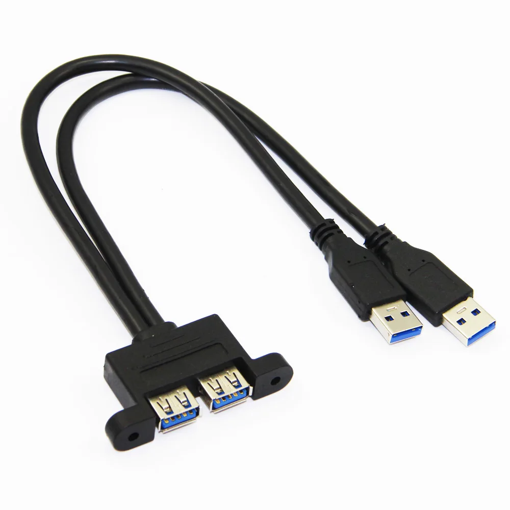 Bochara двойной USB 3,0 папа-двойной USB 3,0 Женский USB 3,0 кабель-удлинитель с винтовым креплением на панель экранированный 30 см 50 см 1 м 1,5 м