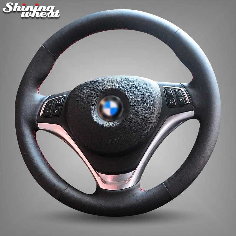

BANNIS Black Genuine Leather Car Steering Wheel Cover for BMW X1 2012 2015