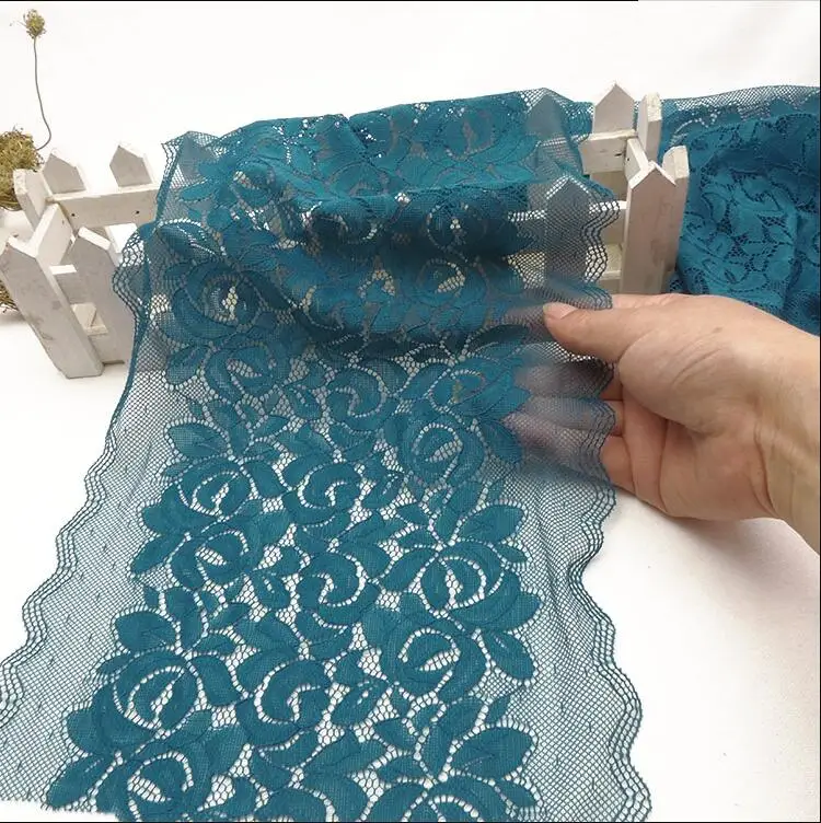 Зеленая и синяя кружевная ткань ширина 23 см эластичная отделка Кружевная