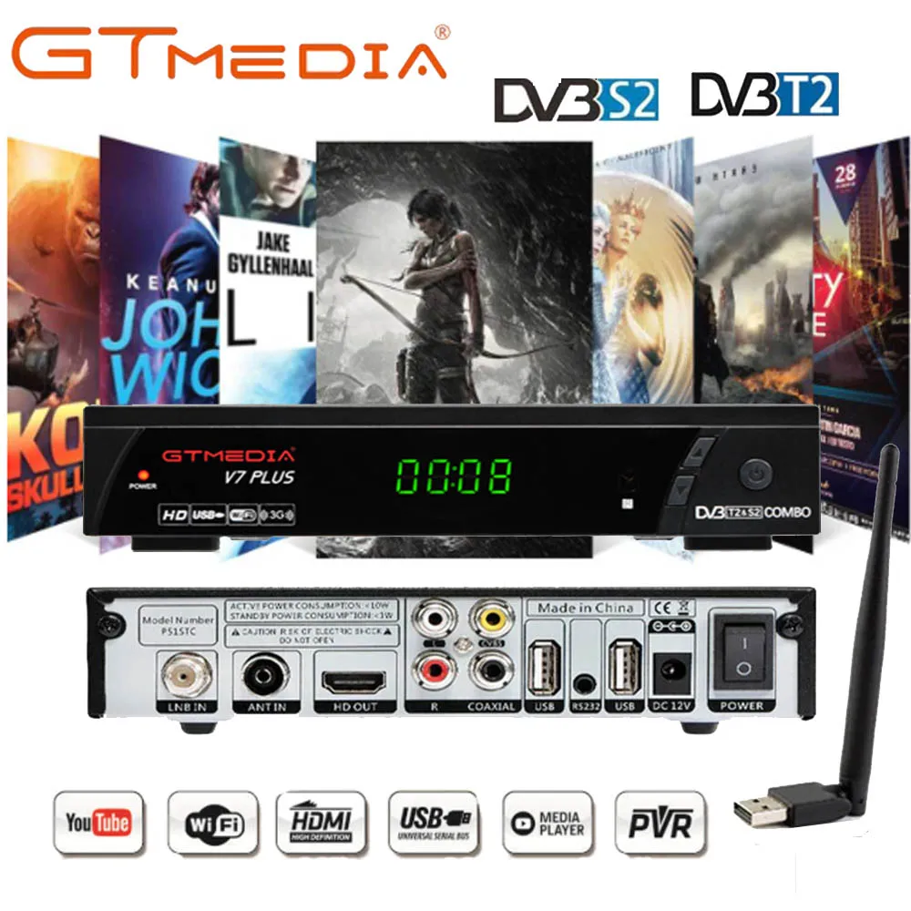 Новое поступление GTMEDIA V7 плюс DVB-S2 DVB-T2 спутниковый ТВ комбинированный приемник Поддержка H.265+ Испания Италия Cccam 5 Клайн