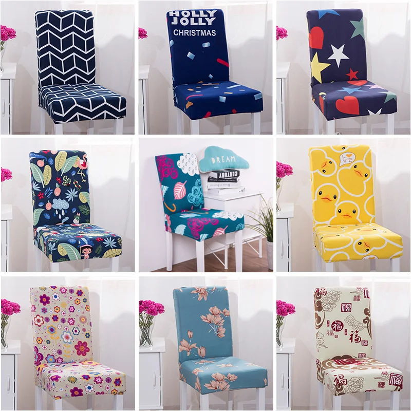 

Flower Printing Removable Chair Cover Stretch Elastic Slipcovers Restaurant For Weddings Banquet Folding Hotel Chair Covering