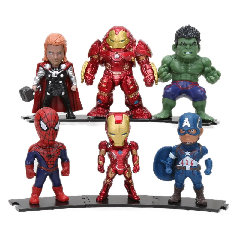 8-10 см Упаковка из 6 игрушки Marvel Мстители Бесконечность войны танос Железный человек Человек-паук ПВХ Фигурки Халк Черная пантера модель Тора