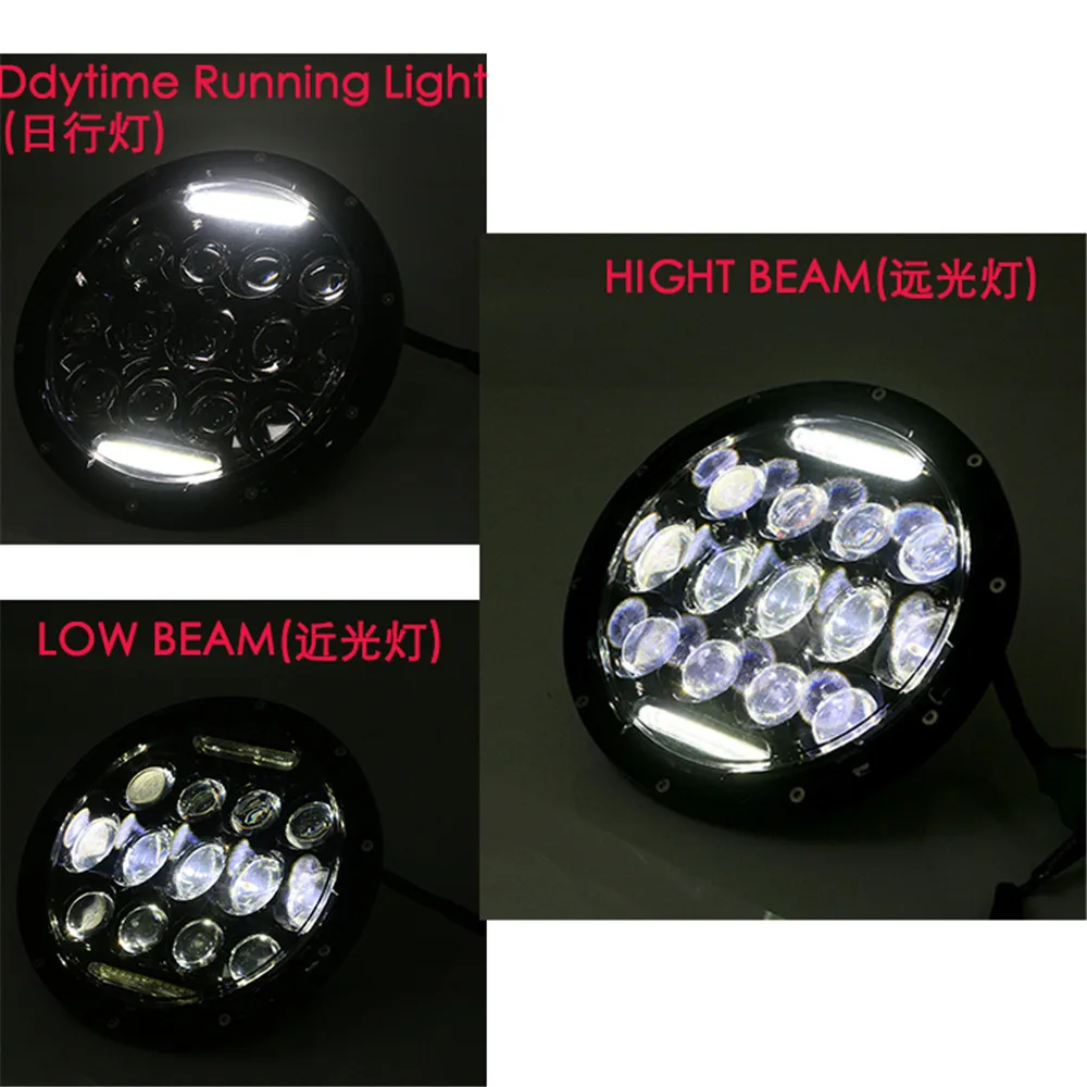 

7" 75W Motorcycle LED Headlight H4 Hi/Lo Beam DRL Daytime Running Light 6000K 12V For Harley FLD Touring Softail Motor Jeep