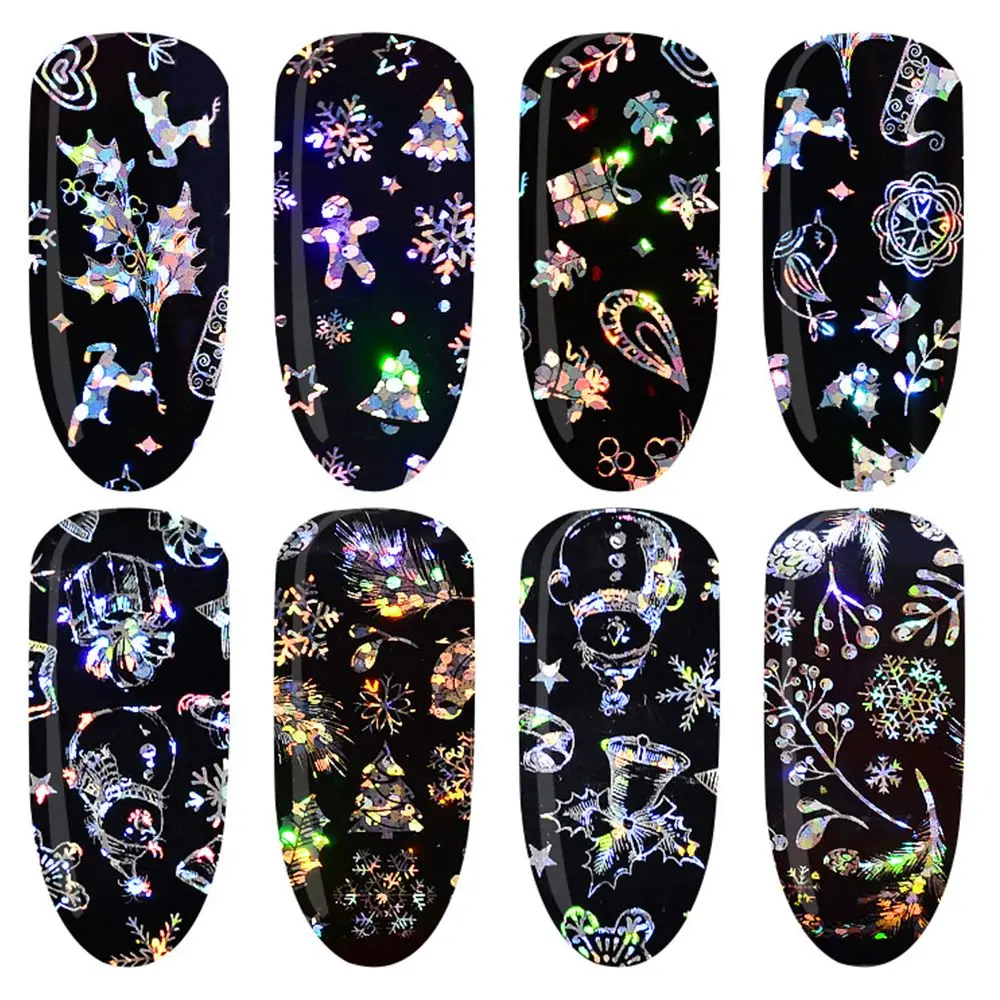 1 пижамный комплект на Рождество для ногтей Фольга со снежным цветком Star наклейка