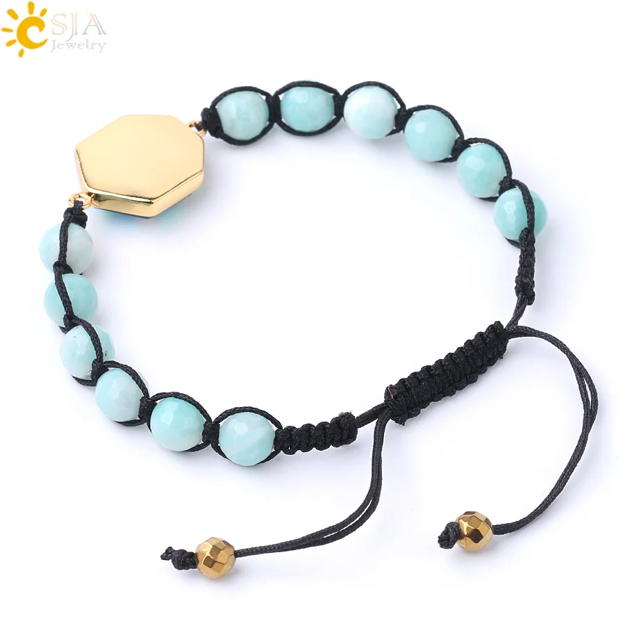 CSJA 8 мм браслеты из натурального камня для Femme фиолетовый кварцевый кристалл