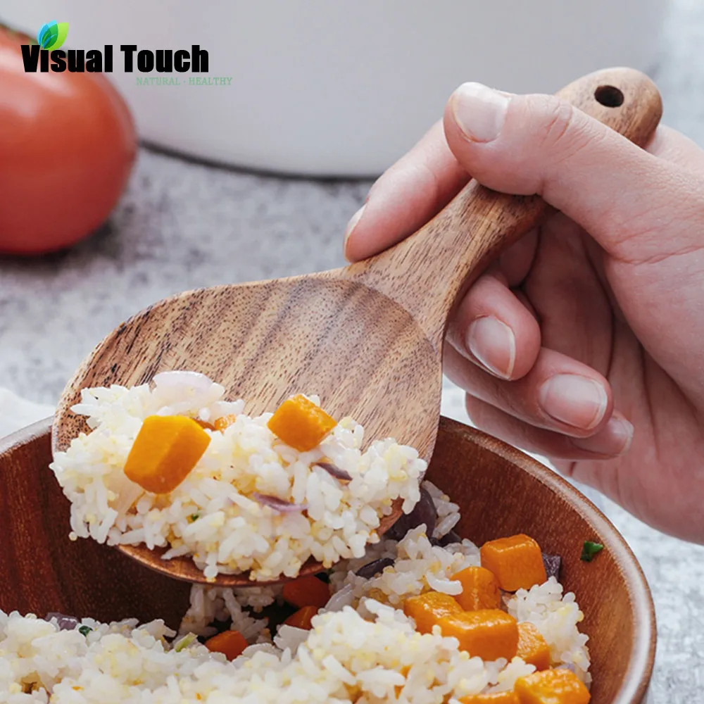 Визуальная сенсорная деревянная кухня искусственное весло для риса ложка