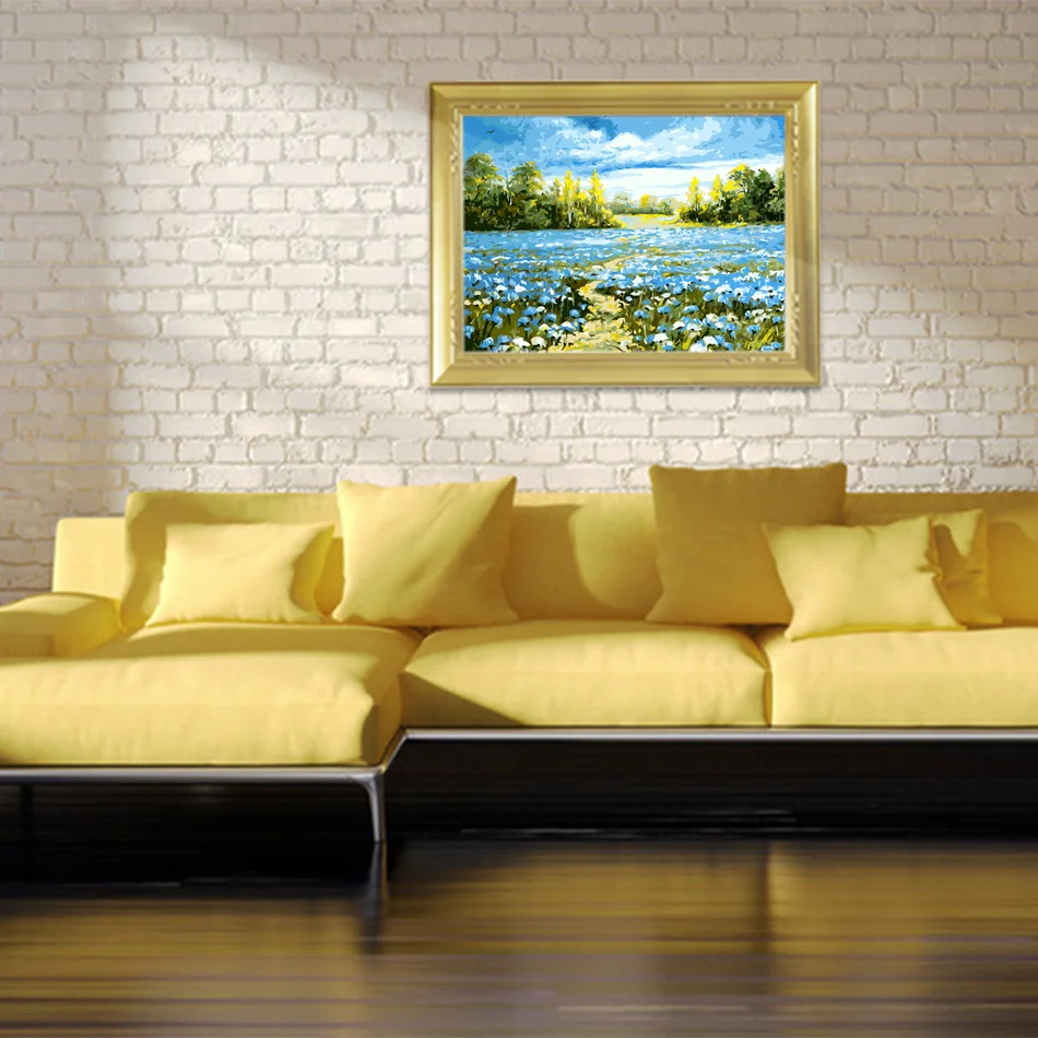 Высокое качество-защелка DIY картина маслом голубой любви окраска на холсте