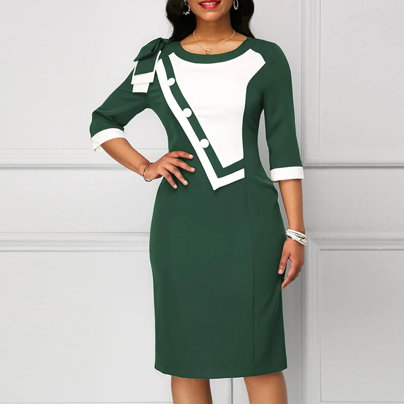 Женское платье футляр в стиле сафари размера плюс Элегантное летнее и осеннее