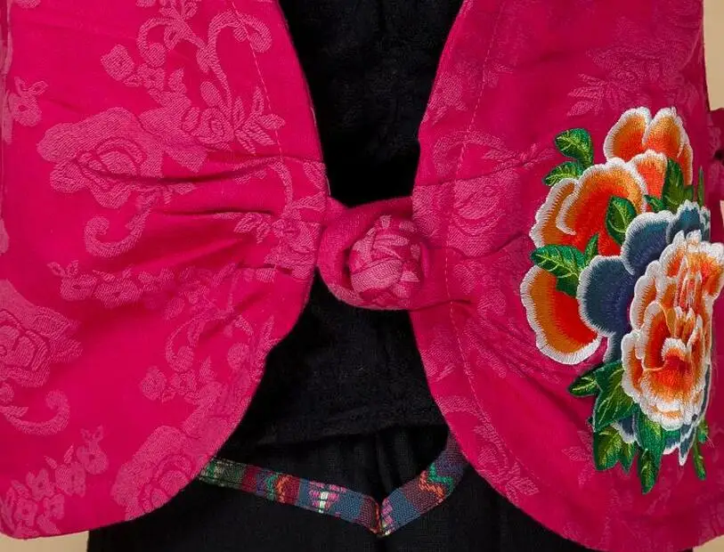 Женская Новая Модная хлопковая и льняная куртка с вышитым воротником пуговицами