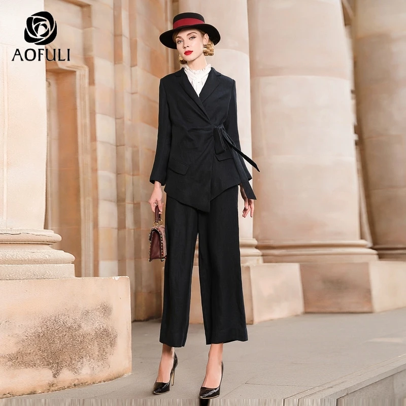 L ~ XXXL 4XL женский Блейзер комплект льняная куртка с отложным воротником и поясом