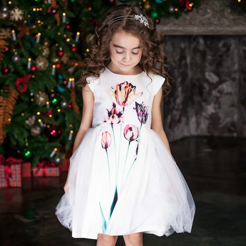 Childdkivy Girls Summer Mesh Dresses 2018 Flower Cute Princess Dress Kids For Birthday Children Party | Детская одежда и обувь