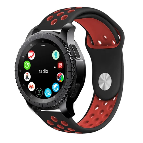 black red 22 мм 20 мм ремешок для часов samsung galaxy watch active 46 мм gear S3 frontier 42 мм huawei watch gt ремешок силиконовый ремешок для часов - Цвет ремешка: black red