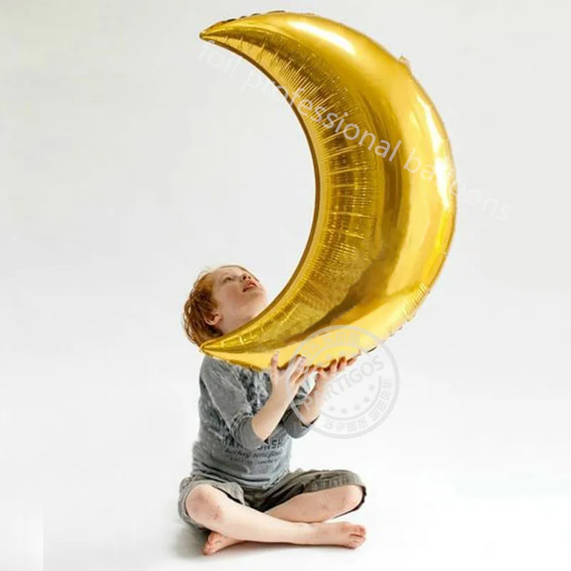 gold 36inch moon 1 комплект 36 дюймов Большая серебряная луна 18 дюймов slive/Золотая Звезда фольгированные гелиевые шары globos день рождения вечеринка Свадьба детский душ Декор - Цвет: gold 36inch moon