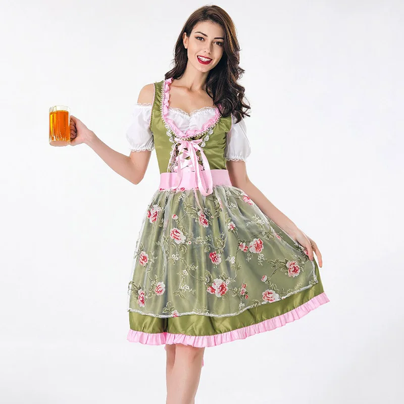 

Bavarian Dirndl Dress Oktoberfest Beer Girl Costume Carnival Games Cosplay Sexy Maid Outfit Fancy Halloween Costumes For Women