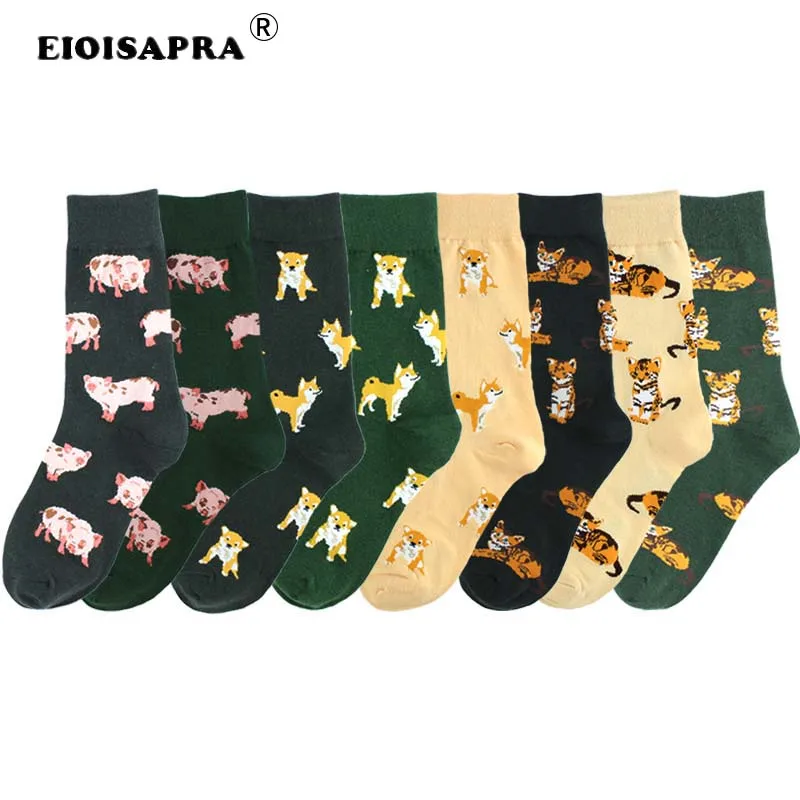 S Women Cute Pet Shiba Inu Pig Cat Women Socks Korean Style Women Casual Kawaii Cartoon Combed Cotton Cute Socks