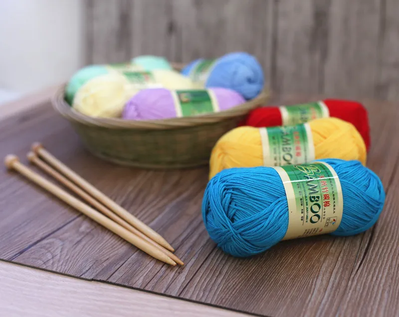 Бесплатная доставка 50 г/шар натуральная бамбуковая хлопчатобумажная пряжа для