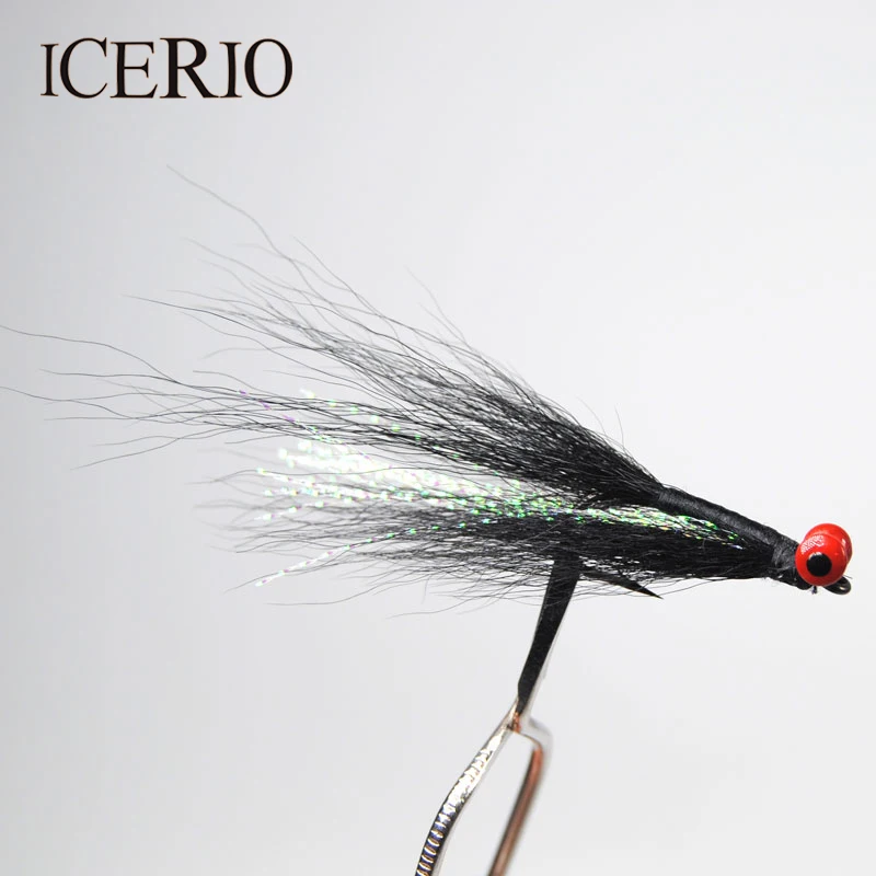 ICERIO 10 шт #4 глаза гантели черные Crazy Charlie Fly Bonefish красные рыбки мухи для рыбной ловли