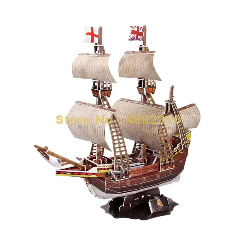 111 шт модель парусного корабля mayflower классический корабль 3d головоломка игрушка бумажная модель игрушки