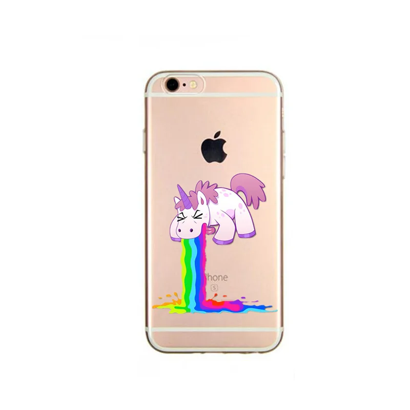 Чехол для iPhone 6 чехол iphone 5 6S 7 8 plus x милый Единорог Радужный Мягкий силиконовый из
