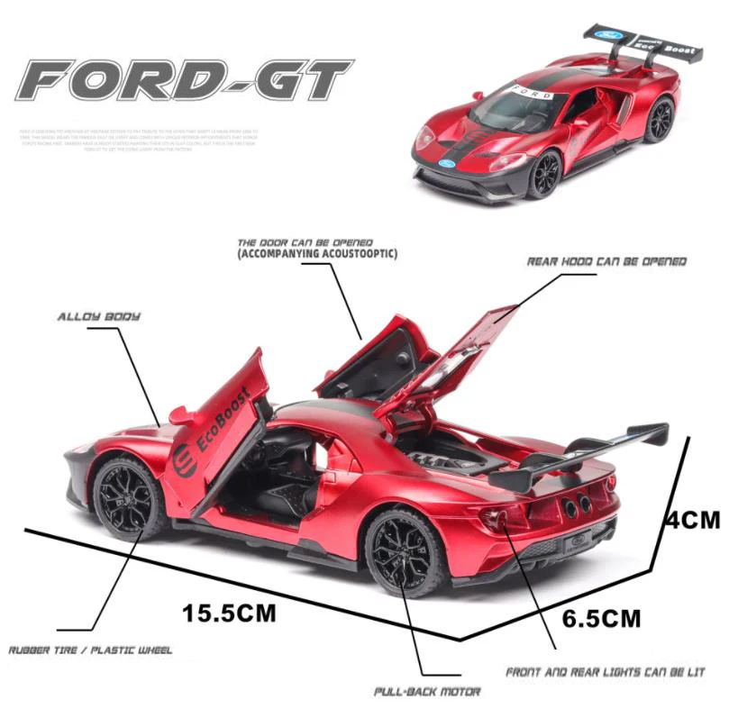 1:32 Ford GT гоночный автомобиль игрушечный автомобиль металлическая игрушка Diecasts& Toy транспортные средства модель автомобиля со светом и звуком автомобиль игрушки для детей
