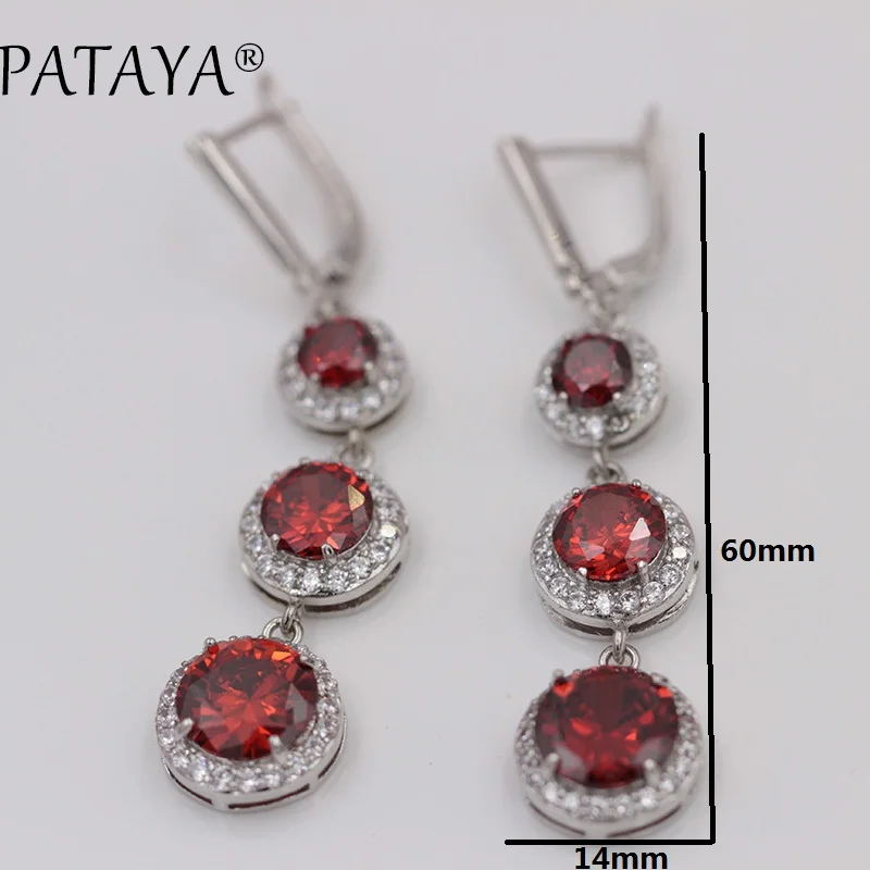 PATAYA Charm фиолетовый настоящий белый золотой комплект ювелирных изделий круглый натуральный кубический циркон кольцо серьги наборы вечерние свадебные аксессуары ювелирные изделия