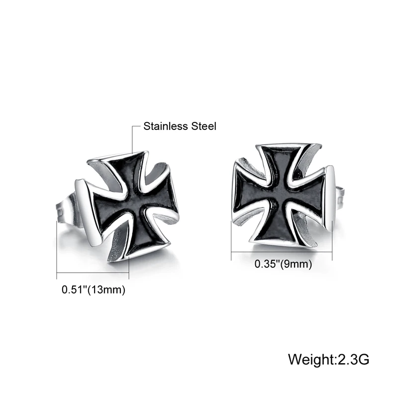 NEWBUY 2021 Fashion Men Punk Style Cross Stud Earrings High Quality Stainless Steel Male Party Earring Jewelry Hot Sale | Украшения и