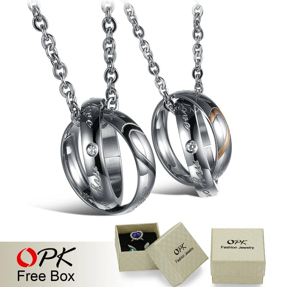 OPK Half Heart Puzzle Couple Necklaces Romantic Black/Gold Color Stainless Steel Women Men Pendant Jewelry 1 PCS Price GX830 | Украшения и