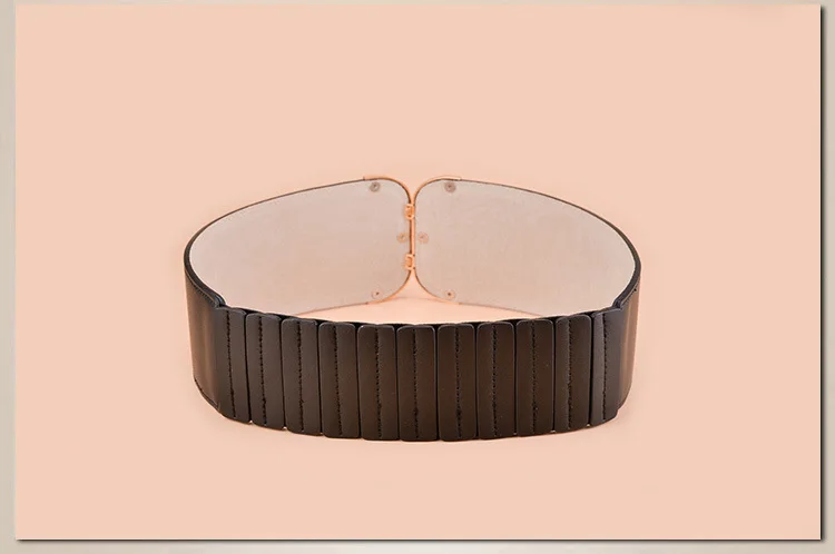 Brief Black PU Leather Belts Very Wide Elastic Belt For Women Winter Coat Interl Cummerbunds SO0116