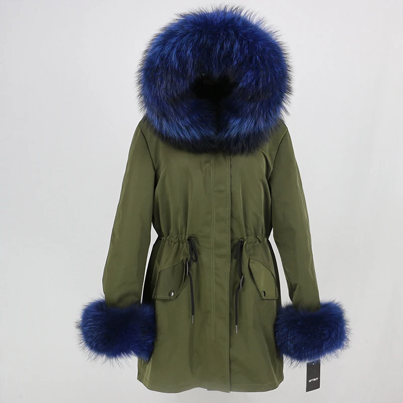 OFTBUY, пальто с натуральным мехом, зимняя куртка, Женская длинная парка, воротник из натурального меха енота, капюшон, Толстая теплая водонепроницаемая верхняя одежда, съемная