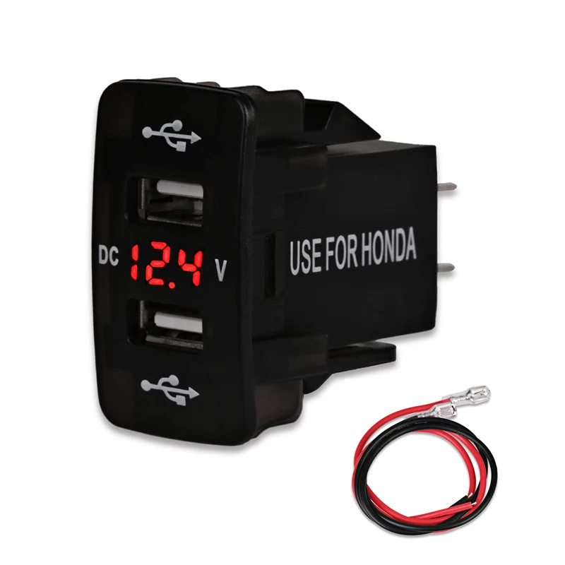 Red for Honda 1 шт. 5 в 4.2A для Toyota Dual USB Автомобильное зарядное устройство Быстрая зарядка 2 USB порта Авто адаптер светодиодный вольтметр розетка для Honda 12-24 В - Название цвета: Red for Honda