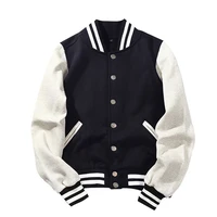 2020 new arrival spliced brand single breasted patchwork short style rib sleeve bomber jacket men cotton casual baseball coat