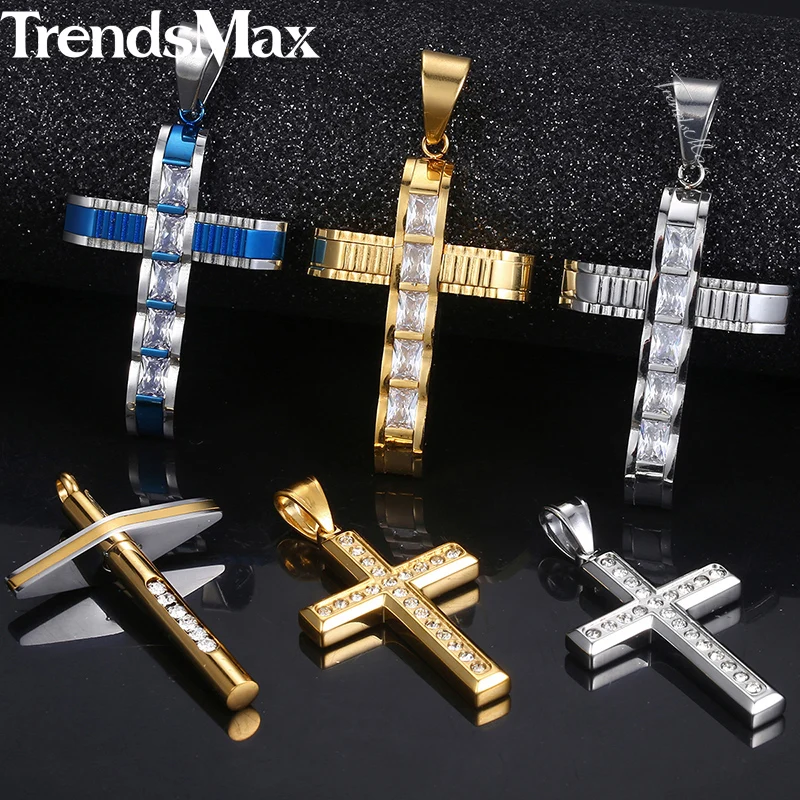 Trendsmax, Мужская подвеска, крест, нержавеющая сталь, подвеска, амулеты,, модные подарки для мужчин, ювелирные изделия KKPP2
