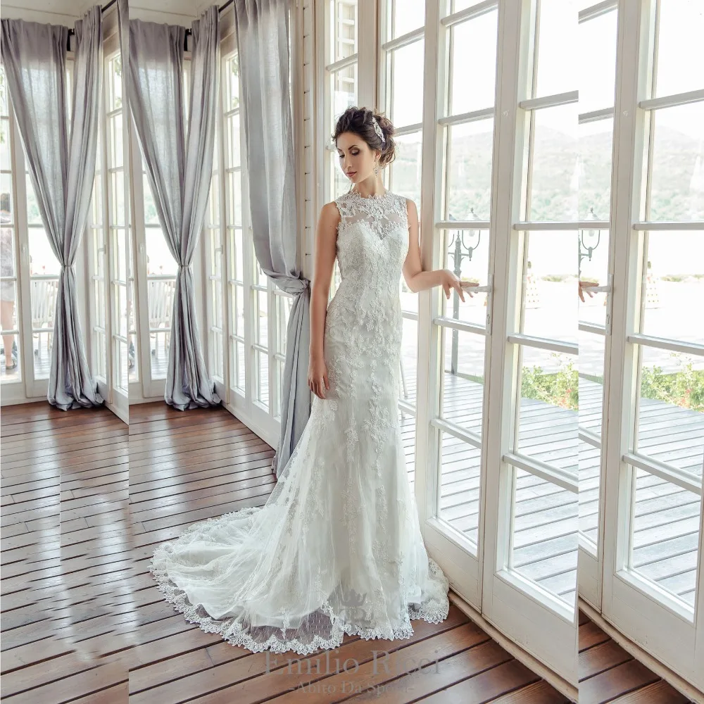 Новое прибытие 2016 русалка платье молния о-образным вырезом свадебное свадебные