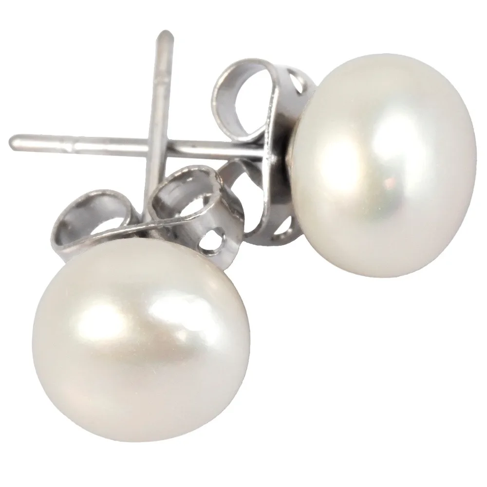 

TUMBEELLUWA Silver Plated 8mm Pearl Stud Earrings Jewelry for Women