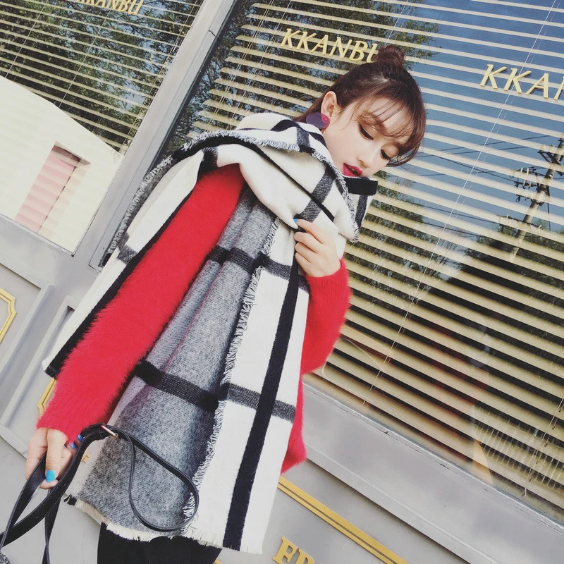 Новинка модная женская темпераментная шаль в клетку теплый плотный удобный