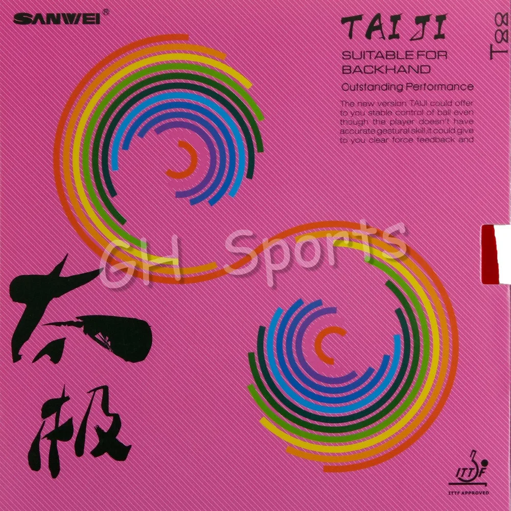 SANWEI New TAIJI (TAICHI) PLUS 40 + резина для настольного тенниса (полуклейкая розовая Натяжная