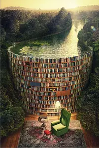 Книжная полка и канал, деревянный пазл, 1000 шт., ersion, пазл, белая карта, для взрослых и детей, развивающие игрушки