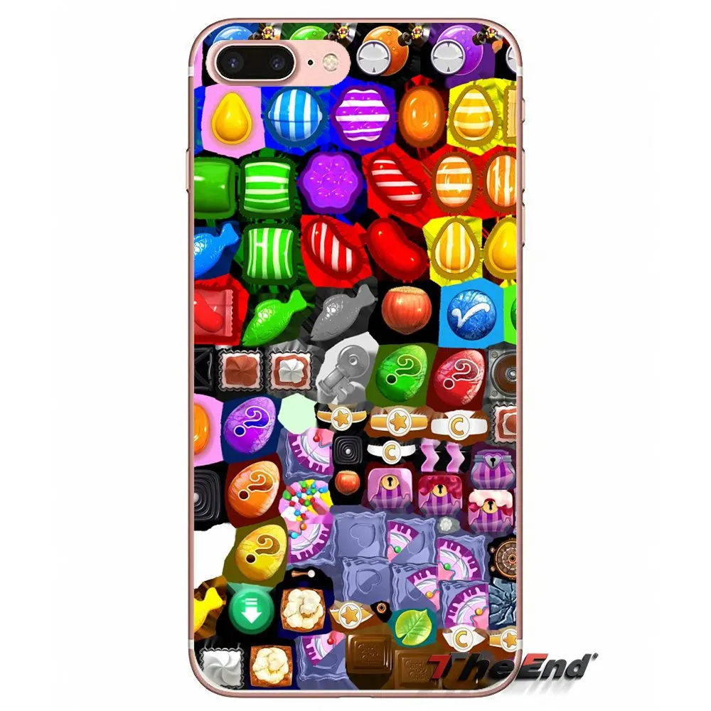 Мягкий силиконовый чехол для iPhone X 4 4S 5 5S 5C SE 6 6S 7 8 Plus Samsung Galaxy J1 J3 J5 J7 A3 A5 2016 2017 candy crush
