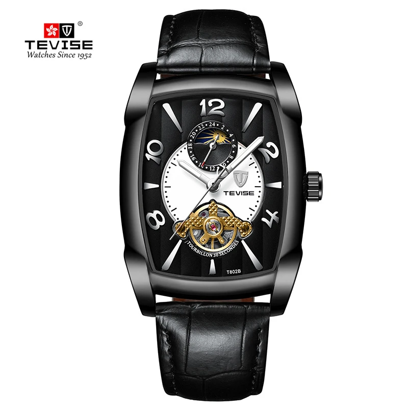 TEVISE full black TEVISE автоматические часы с автоподзаводом деловые часы для мужчин Элитный бренд спорт мужской наручные часы тонкие Relogio Masculino - Цвет: TEVISE full black