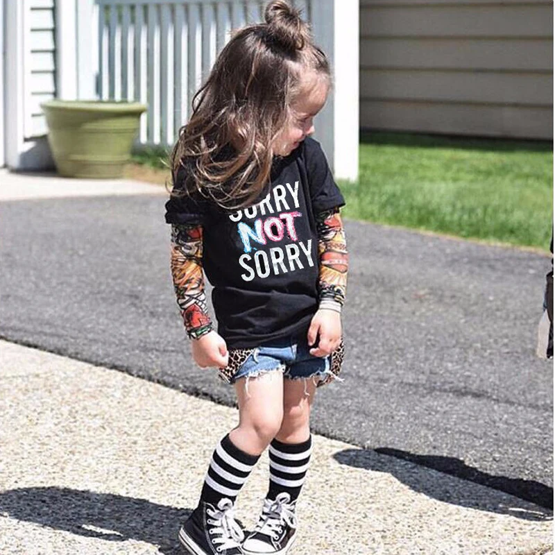 

Hot Sale New Cotton T-shirt Long Sleeve Children Tee Shirts 2019 Summer Novelty Tattoo Sleeve Baby Girl Boy Tops LZ218