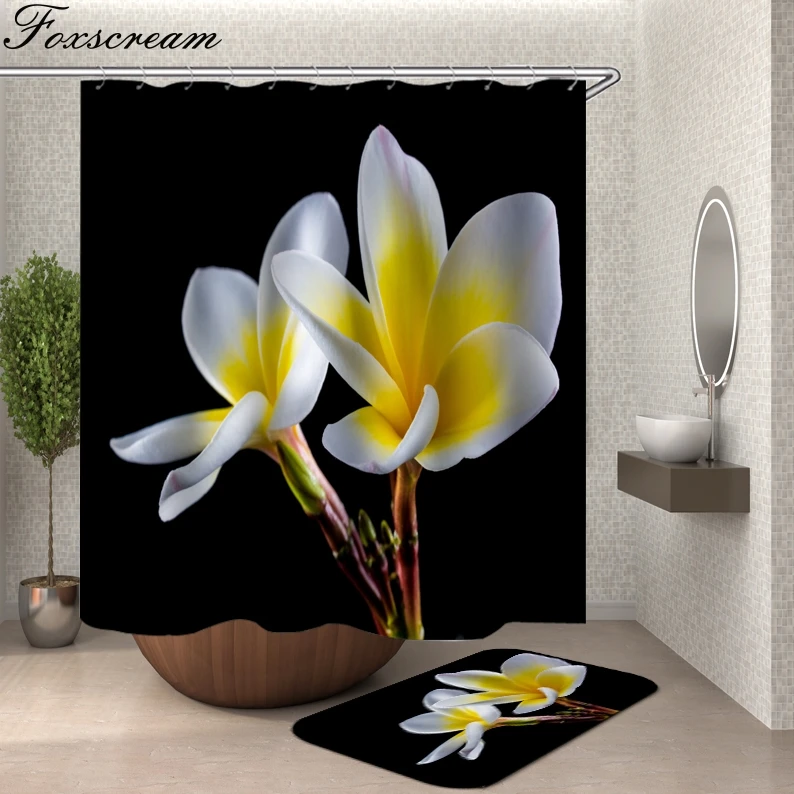 Floral shower curtain fabric 3d bathroom shower curtains bathroom curtain hooks waterproof water repellent bathroom or mat