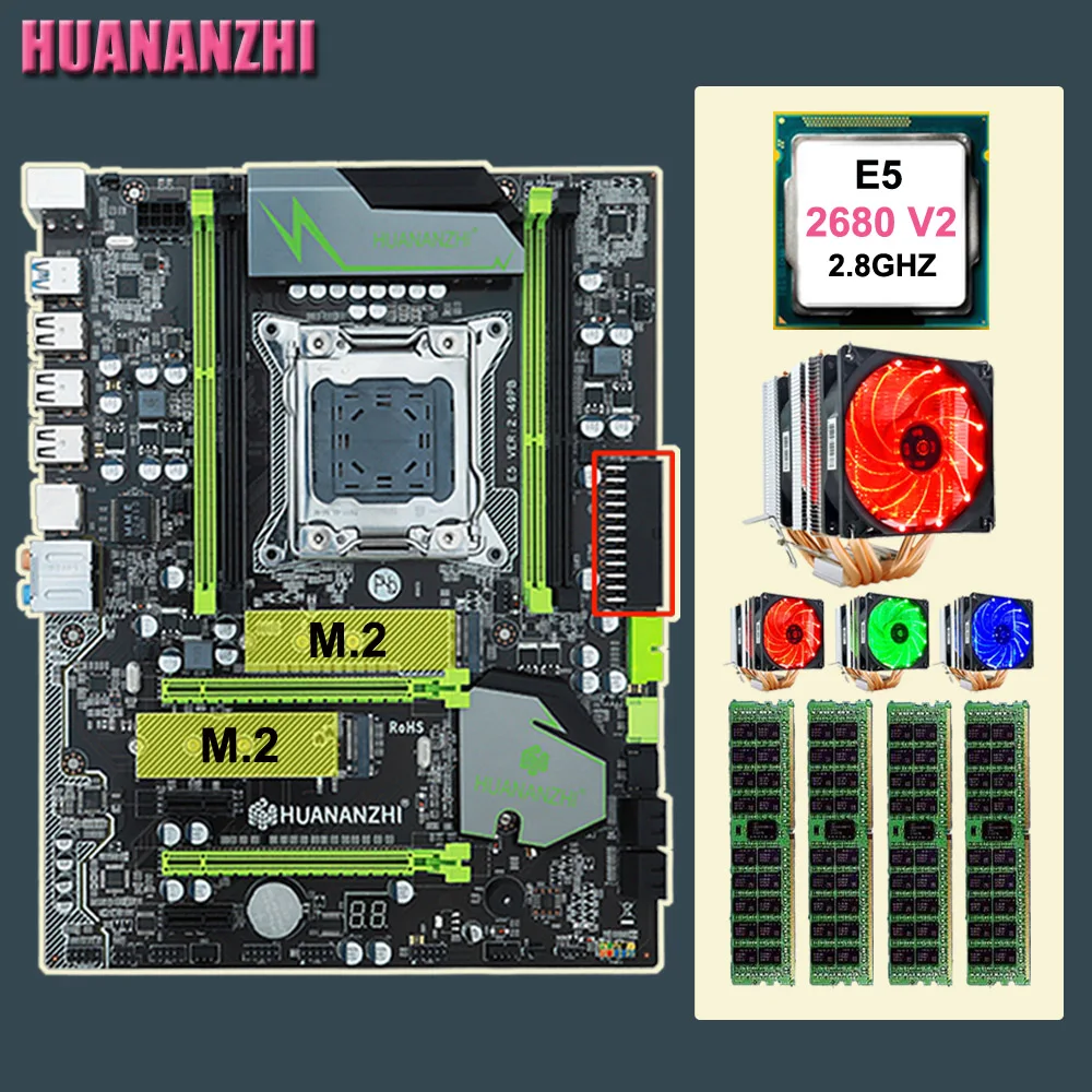 Компьютер DIY HUANANZHI X79 Pro Материнская плата с двумя M.2 слот скидка плат с Процессор Xeon E5 2680 V2 охладитель Оперативная память 64G(4*16G) RECC