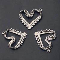 wkoud 6pcs silver plated metal lace hollow peach heart glamour necklace bracelet diy vintage jewelry alloy pendants a603