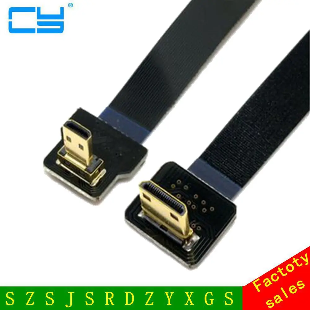 0 1 м вниз Угловой 90 градусов FPV Micro HDMI штекер к Mini совместимый плоский кабель FPC для